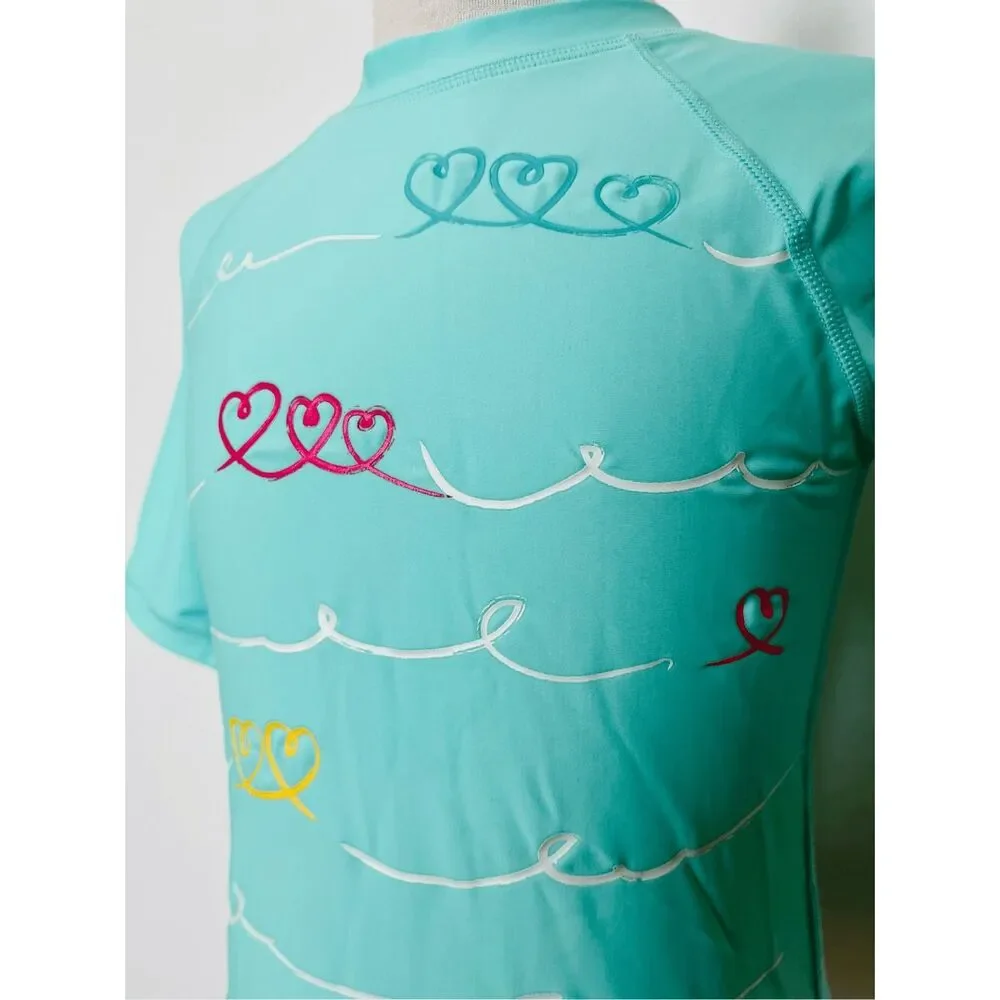 NEW Hanna Andersson Kids Short Sleeve Swim Shirt Rash Guard Size 6/7 (120)